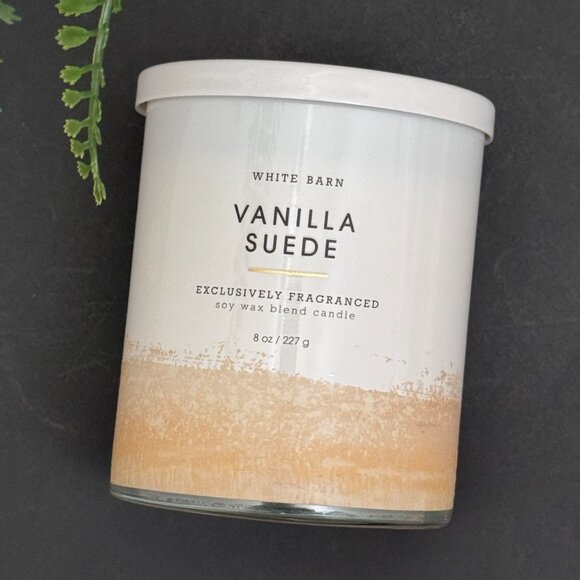 BBW Vanilla Suede White Barn Bath & Body Works Single Wick Candle - Picture 4 of 10
